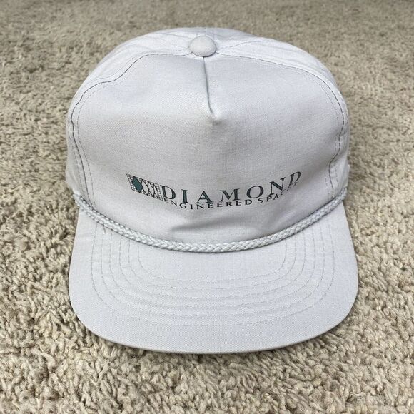 Vintage YA Diamond Engineered‎ Space Hat Strapback Trucker Gray Roped OSFM Cap - Picture 1 of 9